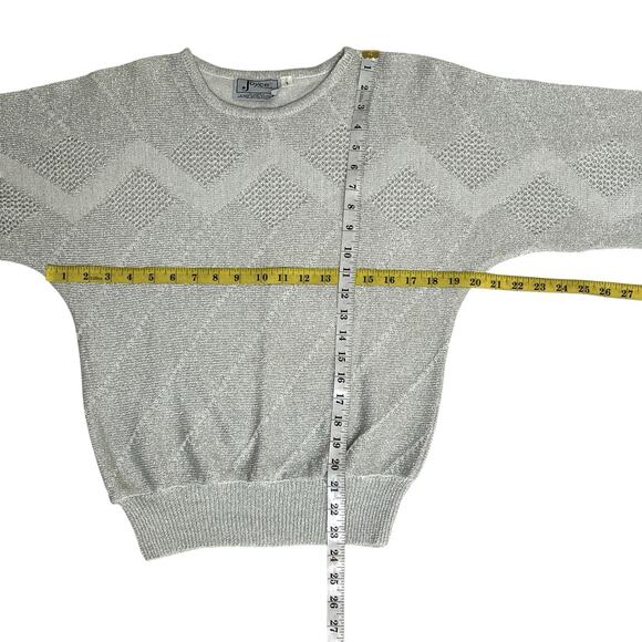 Joyce Sportswear Sweater Size Small Silver Metallic Lightweight Knit Sparkle Vtg - Picture 5 of 5